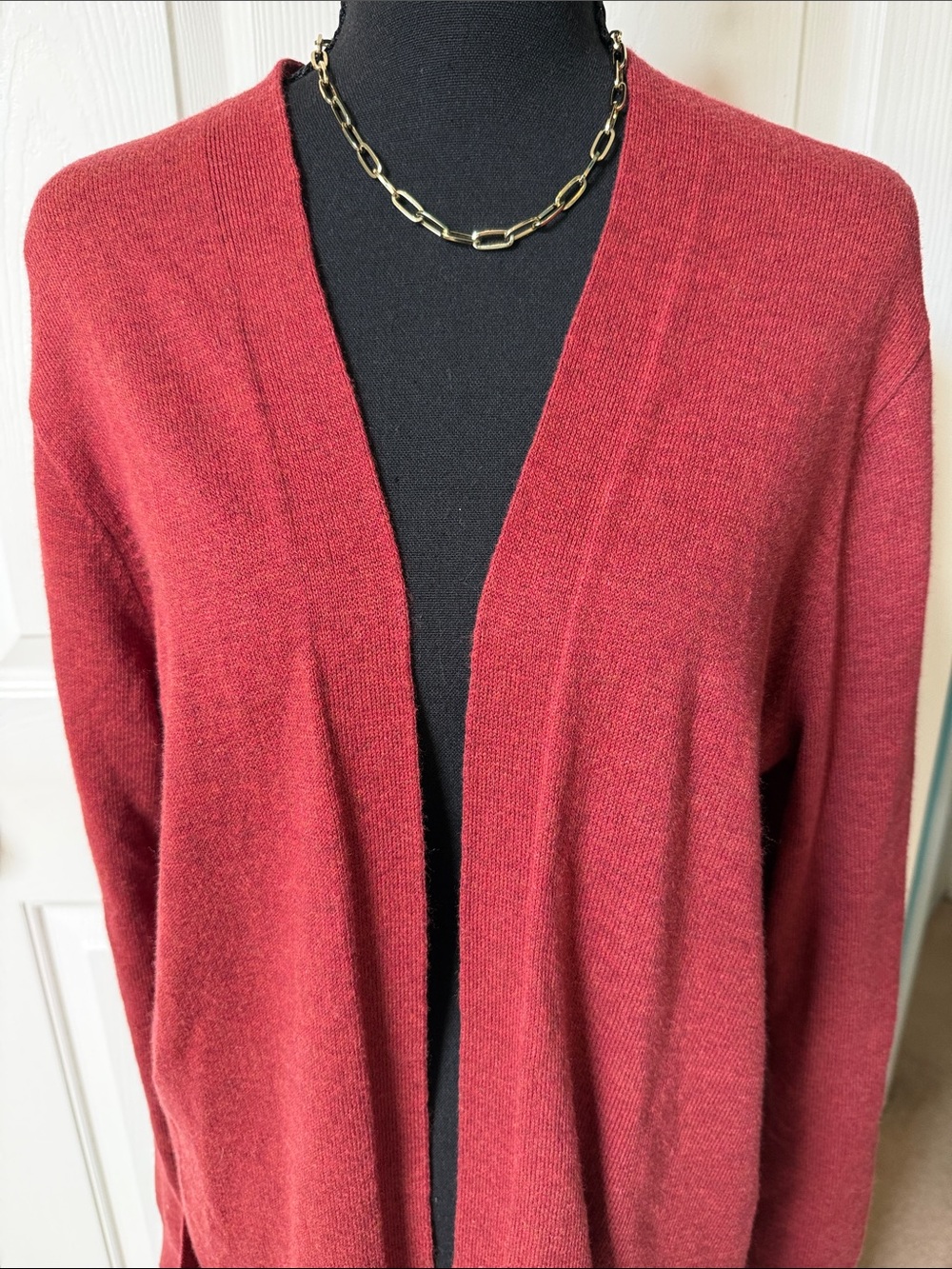 GAP Open-Front Cardigan - Rust Red Perfect For Fall - Picture 3 of 6